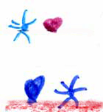 Estrellitas y corazones (detalle del dibujo de un niño)