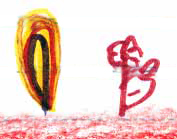 Detalle del dibujo de un nino