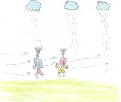 La lluvia y el viento (dibujo de un niño)